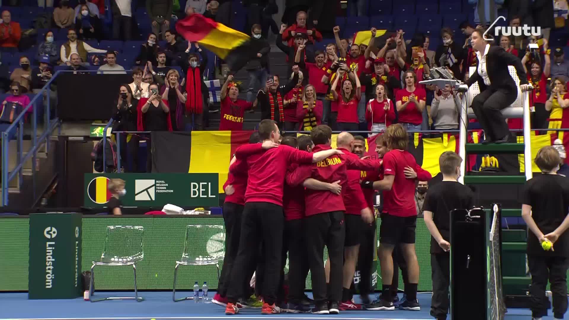 Jättiyllätys jäi yhden voiton päähän - Belgia painelee Davis Cupin lopputurnaukseen