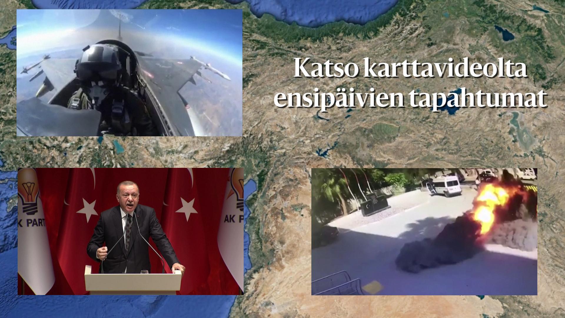 Katso karttavideolta ensipäivien tapahtumat Turkissa ja Syyriassa
